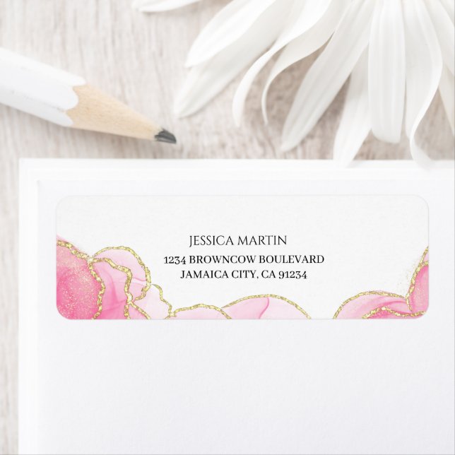Modern Rosa och Guld Returadress Returadress Etikett (Insitu)