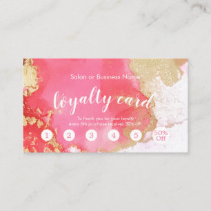 Modern Rosa och Guld Watercolor Flot Visitkort
