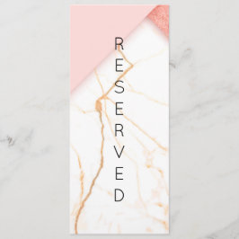 Modern rosa och guldmarmor Reservplatsskylt Meny