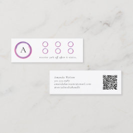 Modern Rosa och Lila Monogram QR-kod Lojalitetskort