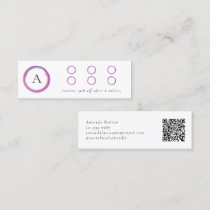 Modern Rosa och Lila Monogram QR-kod Lojalitetskort