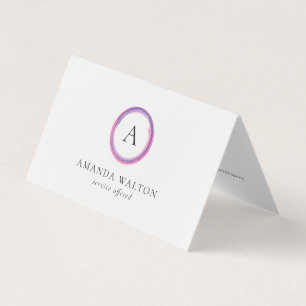 Modern Rosa och Lila Monogram QR-kod Visitkort