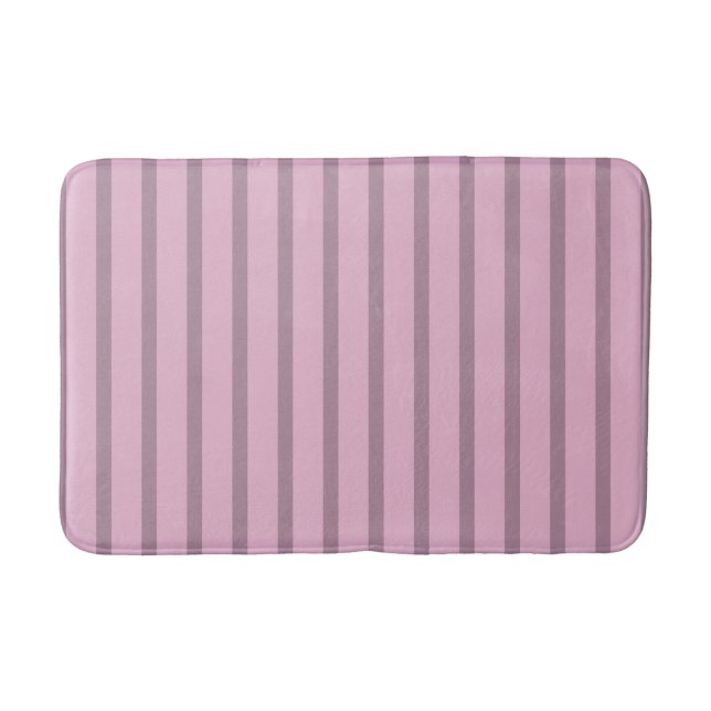 Modern rosa och mauve-randig badrumsmatta (Framsidan)