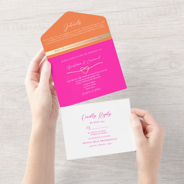 Modern Rosa och Orange Bröllop (Tearaway)