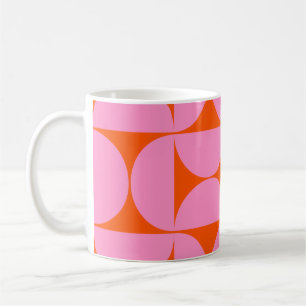Modern Rosa och Orange i Mönster i Modern Preppy Kaffemugg