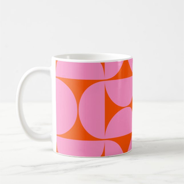 Modern Rosa och Orange i Mönster i Modern Preppy Kaffemugg (Vänster)