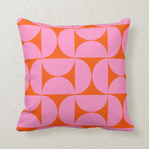 Modern Rosa och Orange i Mönster i Modern Preppy Kudde