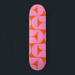 Modern Rosa och Orange i Mönster i Modern Preppy Mini Skateboard Bräda 18,5 Cm<br><div class="desc">Retro Mid Century Modern Mönster - Abstrakt Geometric Shapes - Cute and Minimalist Mönster in rosa and orange.</div>