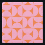 Modern Rosa och Orange i Mönster i Modern Preppy Stenunderlägg<br><div class="desc">Retro Mid Century Modern Mönster - Abstrakt Geometric Shapes - Cute and Minimalist Mönster in rosa and orange.</div>