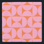 Modern Rosa och Orange i Mönster i Modern Preppy Stenunderlägg<br><div class="desc">Retro Mid Century Modern Mönster - Abstrakt Geometric Shapes - Cute and Minimalist Mönster in rosa and orange.</div>