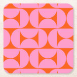 Modern Rosa och Orange i Mönster i Modern Preppy Underlägg Papper Kvadrat<br><div class="desc">Retro Mid Century Modern Mönster - Abstrakt Geometric Shapes - Cute and Minimalist Mönster in rosa and orange.</div>