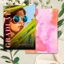 Modern Rosa och Orange Student Photo Studenten