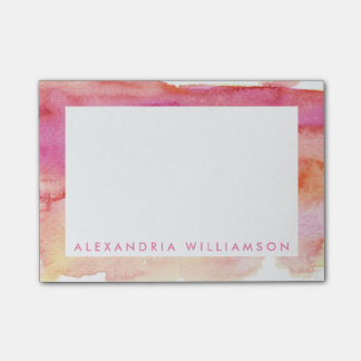 Modern Rosa och Orange Tvättar vattenfärg Post-it Block