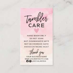 Modern Rosa- och Peach Tumbler Care Instructions Visitkort