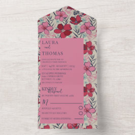 Modern Rosa och röd Blommigt Bröllop