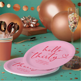Modern Rosa och Röd Hello 30-årsdag