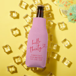 Modern Rosa och Röd Hello 30 Födelsedag