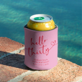 Modern Rosa och Röd Hello 30 Födelsedag