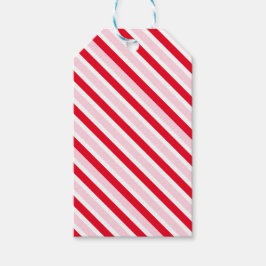 Modern rosa och röd randig jul presentetikett