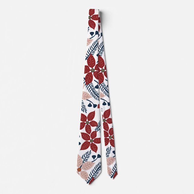 Modern Rosa och rött Blommönster Slips (Framsida)