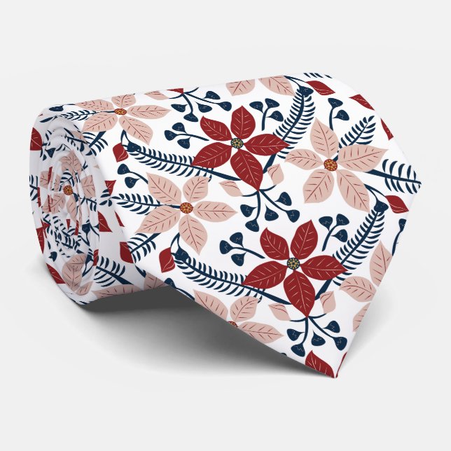 Modern Rosa och rött Blommönster Slips (Rullad)