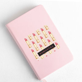 Modern Rosa och rött läppstift Mönster Girly med N Fyrkantigt Klistermärke