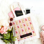 Modern Rosa och rött läppstift Mönster Girly med N Tygkasse<br><div class="desc">Modern Rosa och rött läppstift Mönster Girly med Namn</div>
