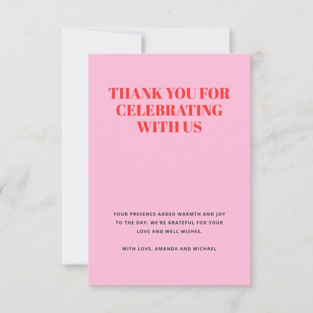 Modern Rosa och rött Tack Kort (Framsida)