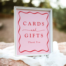 Modern Rosa och rött Vågigt Ram-kort och gåvor Poster