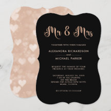 Modern Rosa och svart Bokeh Bröllop | Ledamot