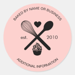 Modern  Rosa och svart  Cute Cupkaka Bakery Runt Klistermärke