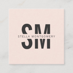 Modern rosa och svart monogramprofessionell fyrkantigt visitkort