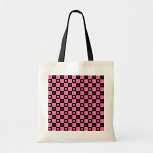 Modern Rosa och svart Mönster Girly Hearts Tygkasse