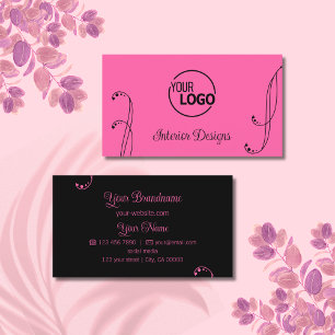 Modern Rosa och svart prydnadsföremål med Logotyp Visitkort