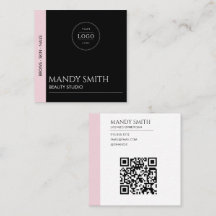 Modern Rosa och Svart QR Logotyp Skönhet