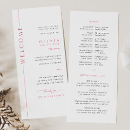 Modern Rosa och Vit Bat Mitzvah Programkort