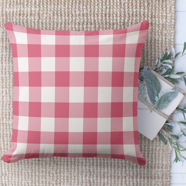 Modern Rosa och vit buffalo Play Couch för lantgår Kudde (Modern farmhouse throw pillow pink and white buffalo plaid couch pillow )