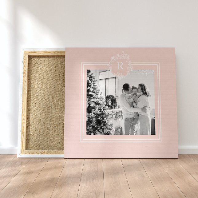Modern Rosa och vit | Familjefoto | Inledande Canvastryck (Skapare uppladdad)