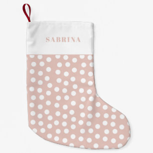 Modern  rosa och vit polka dots liten julstrumpa