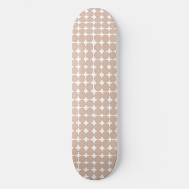 Modern rosa och vit polka punkt mini skateboard bräda 18,5 cm (Framsida)