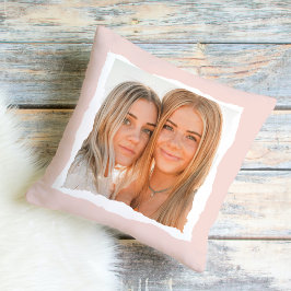 Modern Rosa och vit Ram med foto Kudde