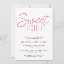 Modern Rosa och vit Sweet sixteen