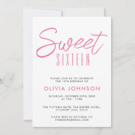 Modern Rosa och vit Sweet sixteen Inbjudningar