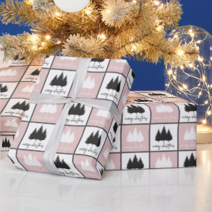 Modern Rosa och Vita God jul Mönster Presentpapper