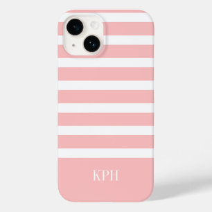 Modern Rosa och Vita Rand med Monogram