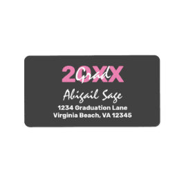 Modern Rosa och Vita Studenten Adress Adressetikett