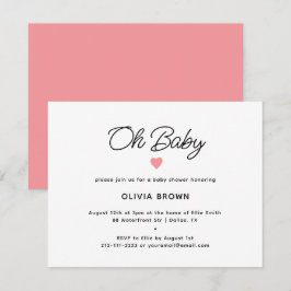 Modern Rosa Oh Baby Shower-inbjudan Tilläggskort