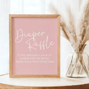 Modern Rosa Oh Baby Simple Baby Diaper Raffle Poster