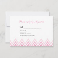 Modern Rosa Ombre Chevrons-svarskort