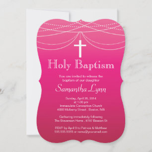 Modern Rosa Ombre Garland Kor Heliga Baptism Inbjudningar